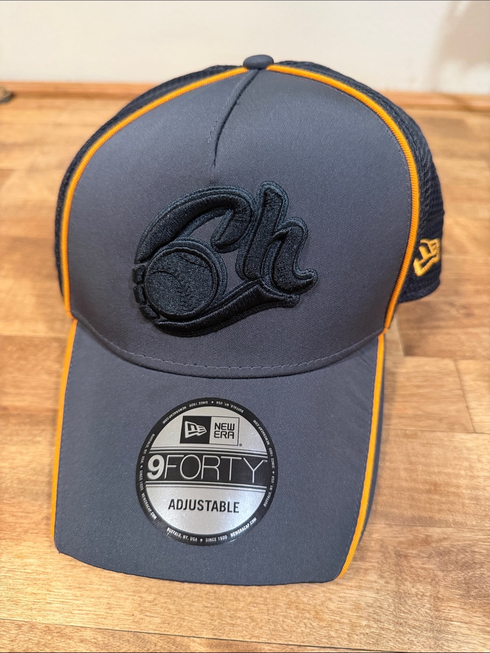 New Era Gray and Yellow 9FORTY Mesh-Back Trucker Cap